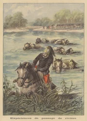 Französische Dragoner überqueren einen Fluss